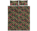 Red Rose Flower Camouflage Print Quilt Bed Set