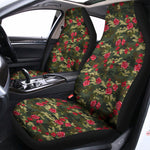Red Rose Flower Camouflage Print Universal Fit Car Seat Covers