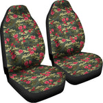 Red Rose Flower Camouflage Print Universal Fit Car Seat Covers