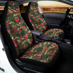 Red Rose Flower Camouflage Print Universal Fit Car Seat Covers