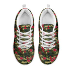 Red Rose Flower Camouflage Print White Sneakers