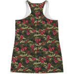 Red Rose Flower Camouflage Print Women's Racerback Tank Top