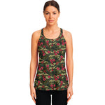 Red Rose Flower Camouflage Print Women's Racerback Tank Top