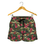 Red Rose Flower Camouflage Print Women's Shorts