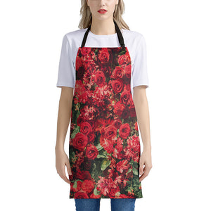 Red Rose Flower Print Apron