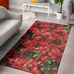 Red Rose Flower Print Area Rug