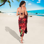 Red Rose Flower Print Beach Sarong Wrap
