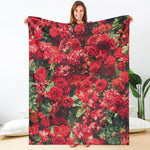 Red Rose Flower Print Blanket