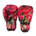 Red Rose Flower Print Boxing Gloves