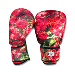 Red Rose Flower Print Boxing Gloves