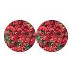 Red Rose Flower Print Car Coasters
