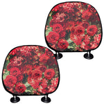 Red Rose Flower Print Car Headrest Covers
