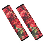 Red Rose Flower Print Car Seat Belt Covers
