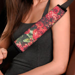 Red Rose Flower Print Car Seat Belt Covers