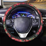 Red Rose Flower Print Car Steering Wheel Cover