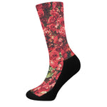 Red Rose Flower Print Crew Socks