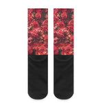 Red Rose Flower Print Crew Socks