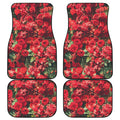 Red Rose Flower Print Front and Back Car Floor Mats
