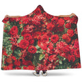 Red Rose Flower Print Hooded Blanket