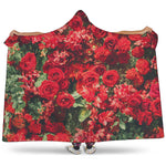 Red Rose Flower Print Hooded Blanket