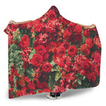 Red Rose Flower Print Hooded Blanket