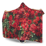 Red Rose Flower Print Hooded Blanket