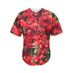 Red Rose Flower Print Men's Baseball Jersey