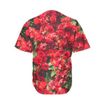 Red Rose Flower Print Men's Baseball Jersey