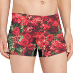 Red Rose Flower Print Men's Boxer Briefs