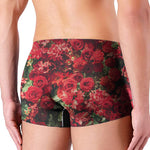 Red Rose Flower Print Men's Boxer Briefs