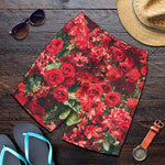 Red Rose Flower Print Men's Shorts