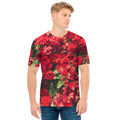 Red Rose Flower Print Men's T-Shirt