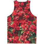 Red Rose Flower Print Men's Tank Top