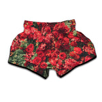 Red Rose Flower Print Muay Thai Boxing Shorts