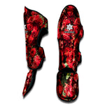 Red Rose Flower Print Muay Thai Shin Guard
