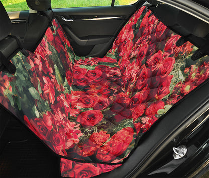 Red Rose Flower Print Pet Car Back Seat Cover
