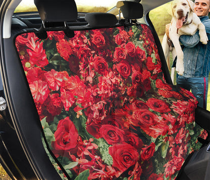 Red Rose Flower Print Pet Car Back Seat Cover