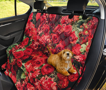 Red Rose Flower Print Pet Car Back Seat Cover