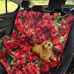 Red Rose Flower Print Pet Car Back Seat Cover