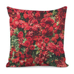 Red Rose Flower Print Pillow Cover