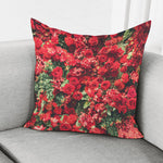 Red Rose Flower Print Pillow Cover