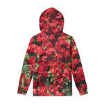 Red Rose Flower Print Pullover Hoodie