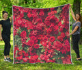Red Rose Flower Print Quilt