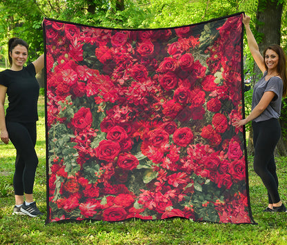 Red Rose Flower Print Quilt