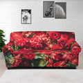 Red Rose Flower Print Sofa Cover