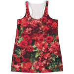 Red Rose Flower Print Women's Racerback Tank Top