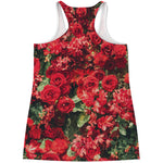 Red Rose Flower Print Women's Racerback Tank Top