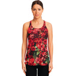 Red Rose Flower Print Women's Racerback Tank Top