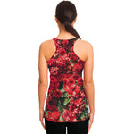 Red Rose Flower Print Women's Racerback Tank Top
