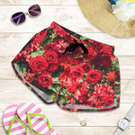 Red Rose Flower Print Women's Shorts